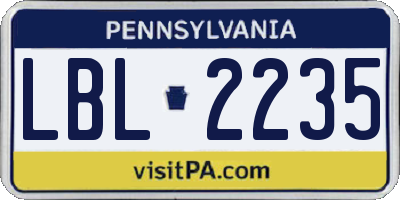 PA license plate LBL2235