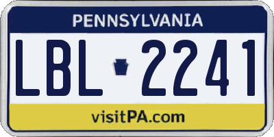 PA license plate LBL2241