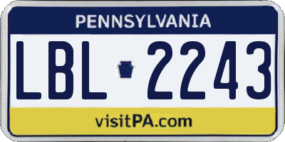PA license plate LBL2243