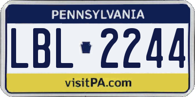 PA license plate LBL2244