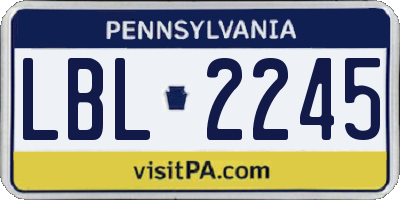 PA license plate LBL2245