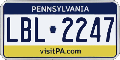 PA license plate LBL2247