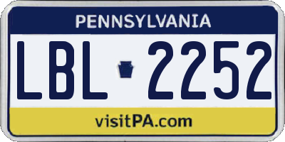 PA license plate LBL2252