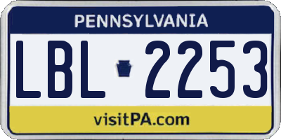 PA license plate LBL2253
