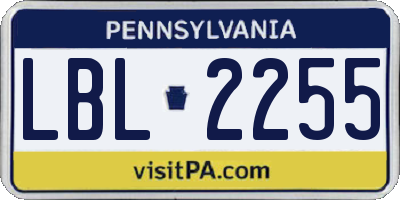 PA license plate LBL2255