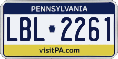 PA license plate LBL2261