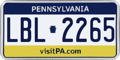 PA license plate LBL2265