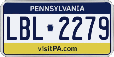 PA license plate LBL2279