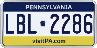 PA license plate LBL2286