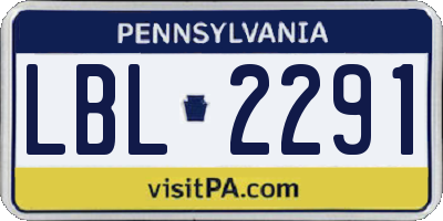 PA license plate LBL2291