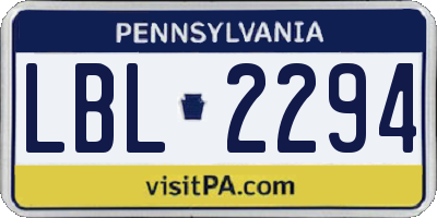 PA license plate LBL2294