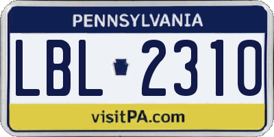 PA license plate LBL2310