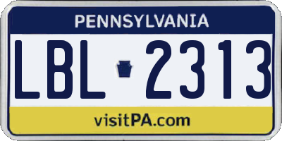 PA license plate LBL2313