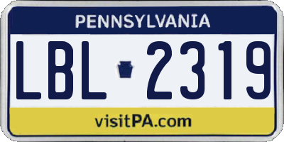 PA license plate LBL2319