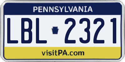 PA license plate LBL2321