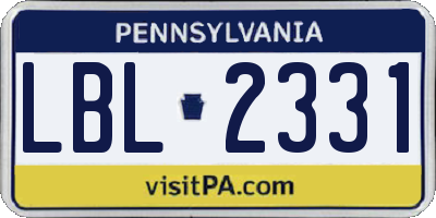 PA license plate LBL2331
