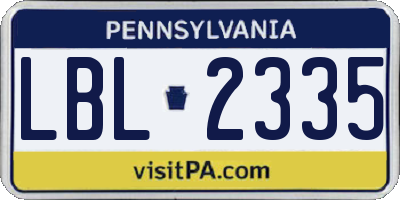 PA license plate LBL2335