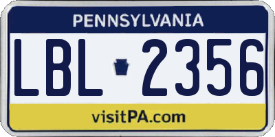 PA license plate LBL2356