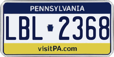 PA license plate LBL2368