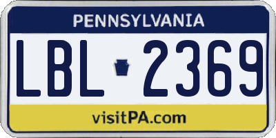 PA license plate LBL2369