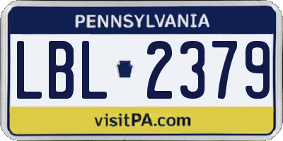 PA license plate LBL2379