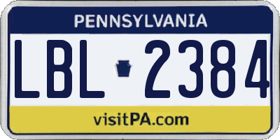 PA license plate LBL2384