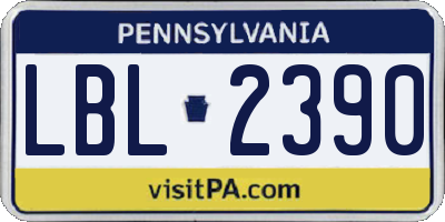 PA license plate LBL2390