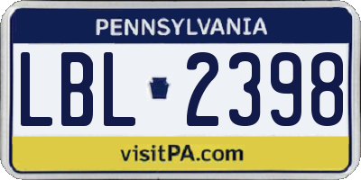 PA license plate LBL2398