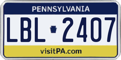 PA license plate LBL2407