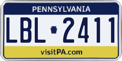 PA license plate LBL2411