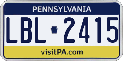 PA license plate LBL2415