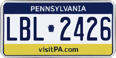 PA license plate LBL2426