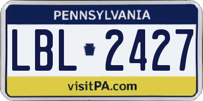 PA license plate LBL2427