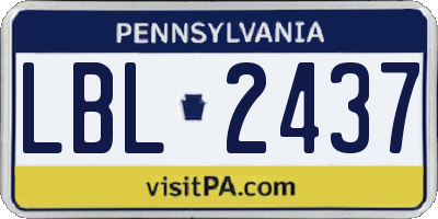 PA license plate LBL2437