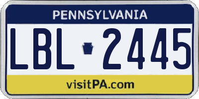 PA license plate LBL2445