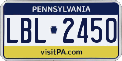 PA license plate LBL2450