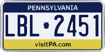 PA license plate LBL2451