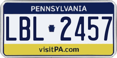 PA license plate LBL2457