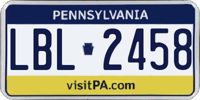 PA license plate LBL2458