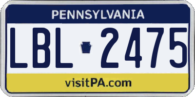 PA license plate LBL2475