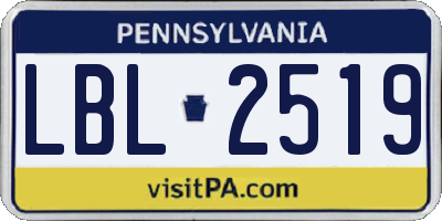 PA license plate LBL2519