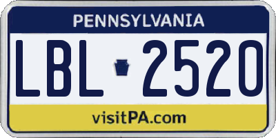 PA license plate LBL2520