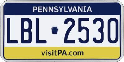 PA license plate LBL2530