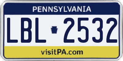 PA license plate LBL2532