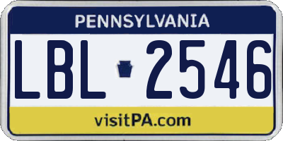 PA license plate LBL2546