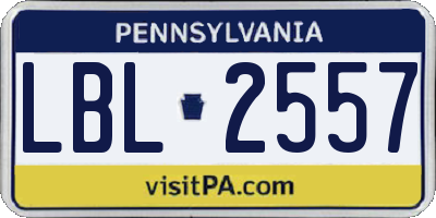 PA license plate LBL2557