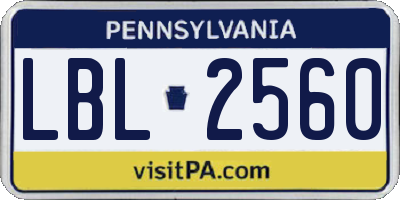 PA license plate LBL2560