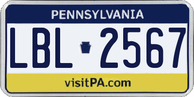 PA license plate LBL2567