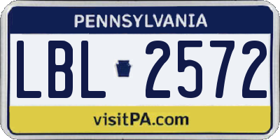 PA license plate LBL2572