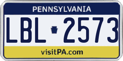 PA license plate LBL2573